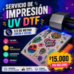 Servicio de impresión DTF UV 1/2 metro  (58 cm × 50 cm)