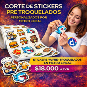 Corte de Stickers Personalizados Pre Troquelado por Metro Lineal
